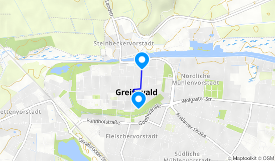 Kartenausschnitt Museumshafen Greifswald